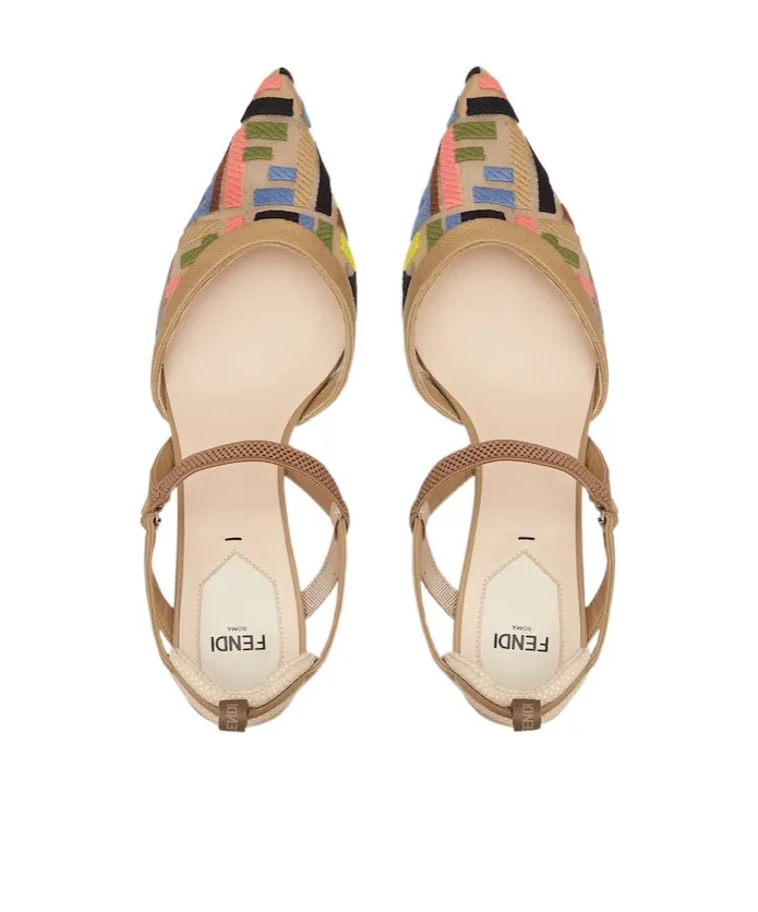 Fendi Colibrì Lite Pointed-Toe Slingback Pumps
