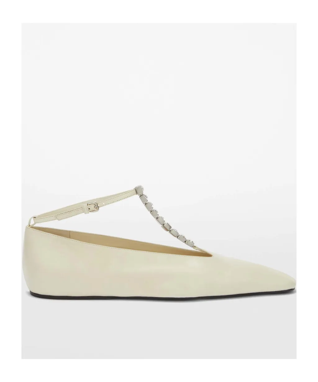 Jil Sander Embellished Ankle Strapped Ballerina Shoes
