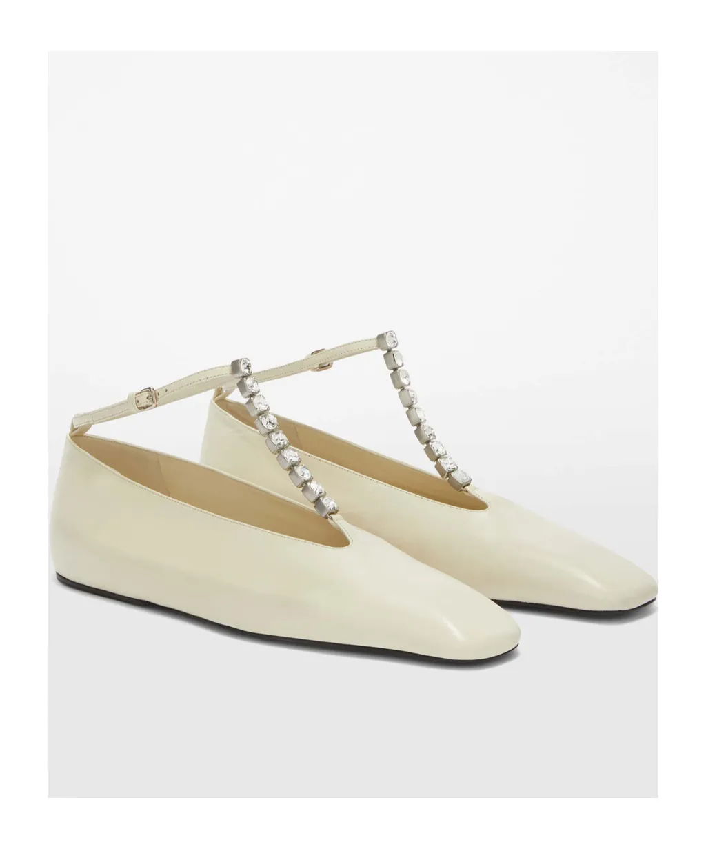 Jil Sander Embellished Ankle Strapped Ballerina Shoes
