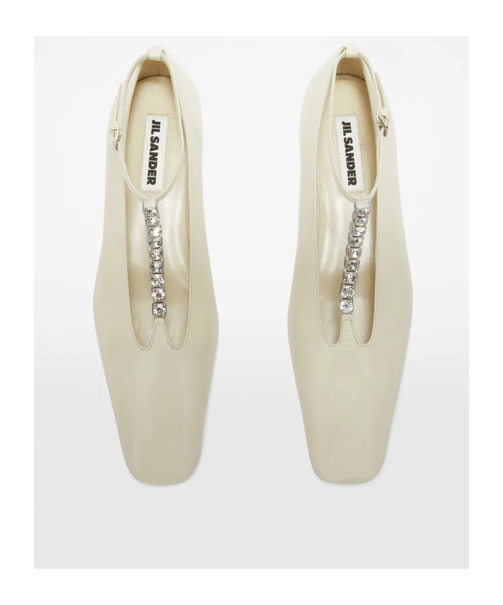 Jil Sander Embellished Ankle Strapped Ballerina Shoes