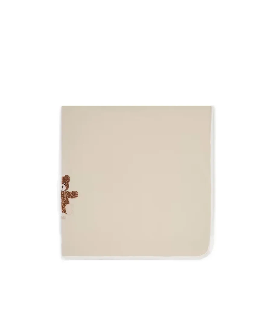 Fendi Kids Logo Bear Embroidered Blanket