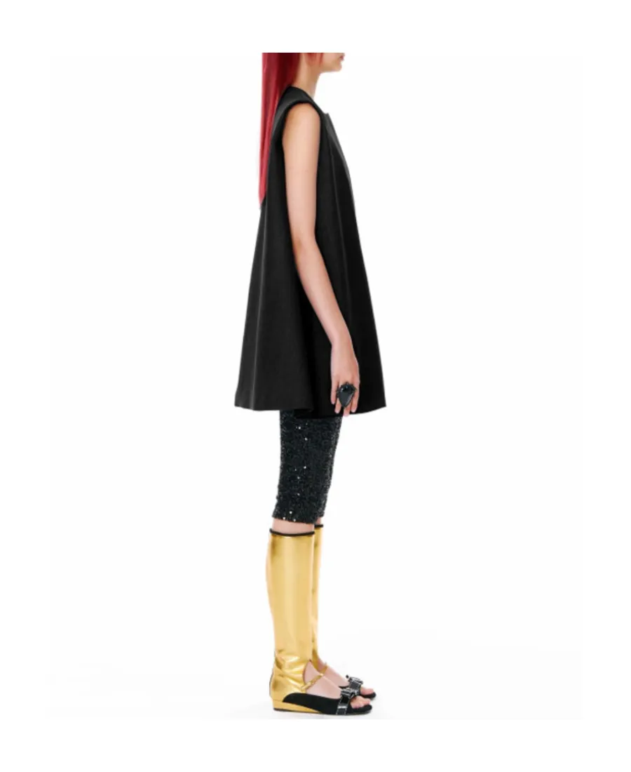 Black Sleeveless Wool Dress