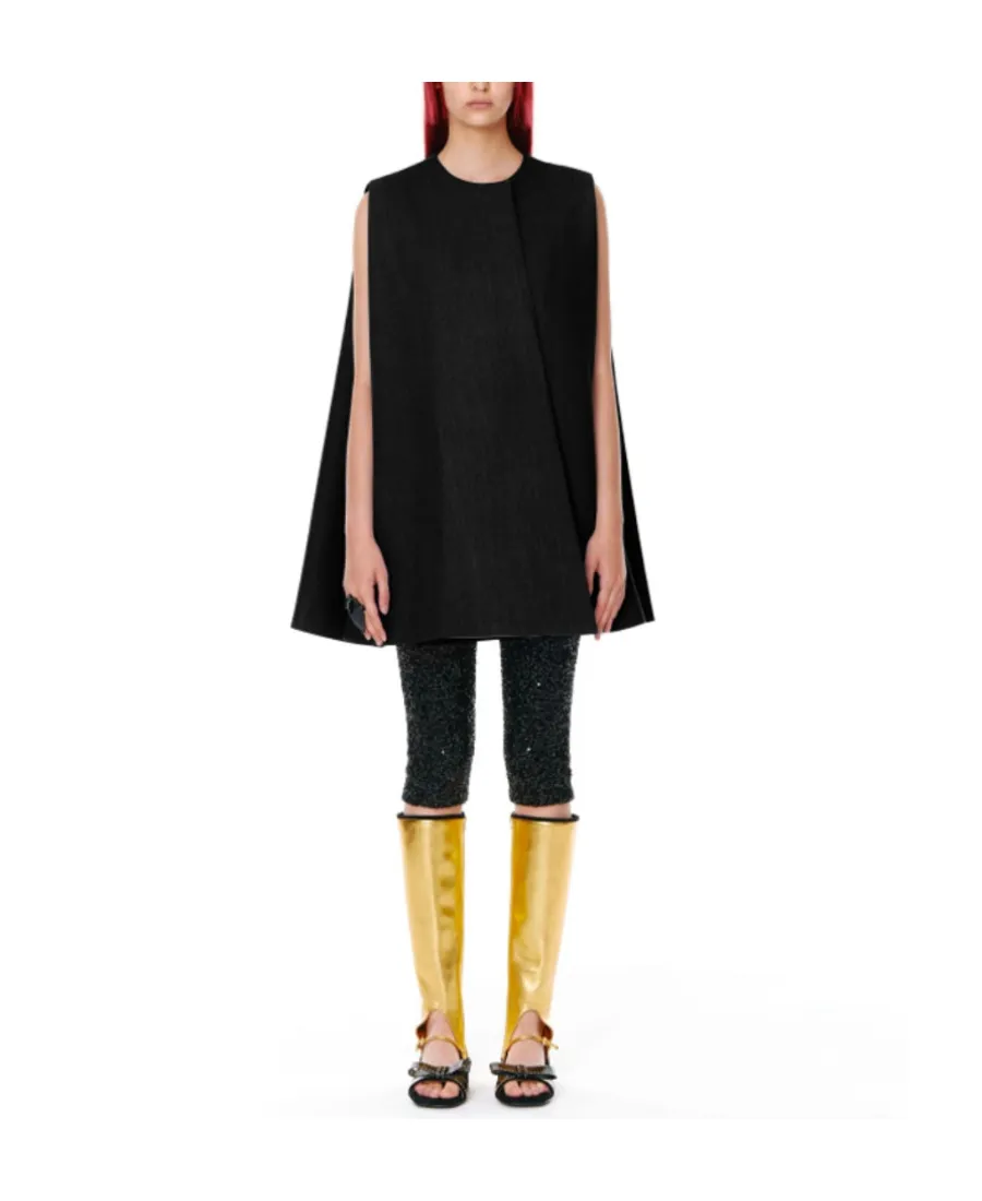 Black Sleeveless Wool Dress