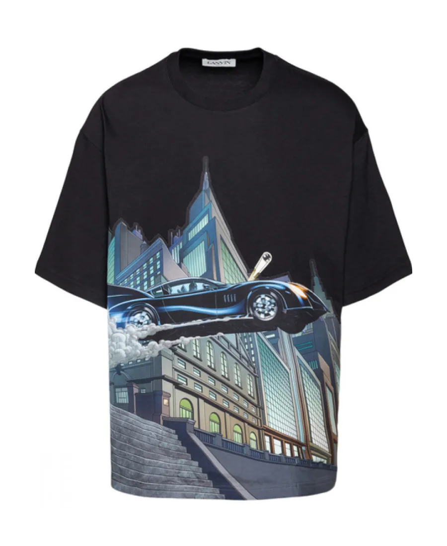 Black Printed Short-Sleeved T-Shirt