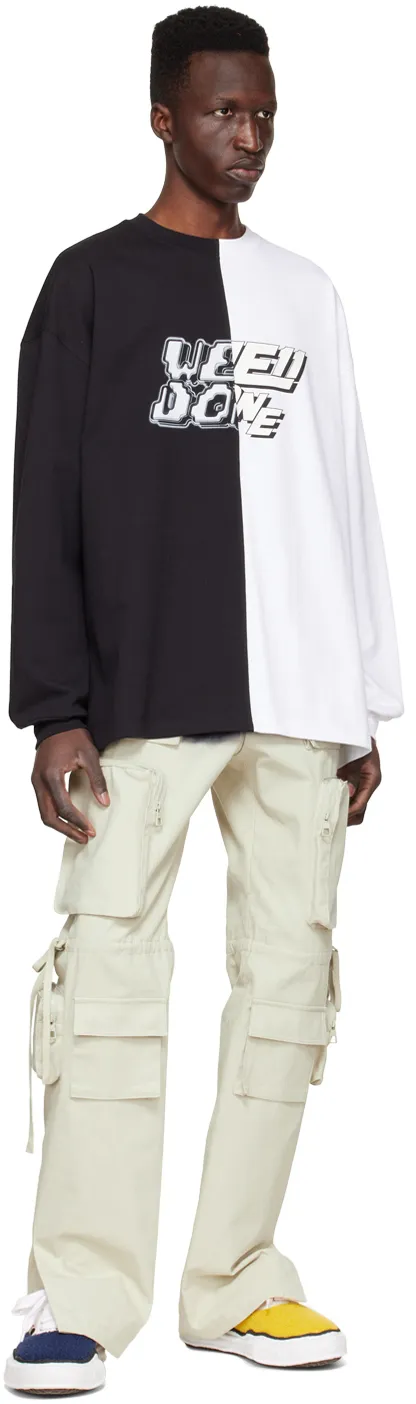 Round Collar Color Matching Long-Sleeved T-Shirt