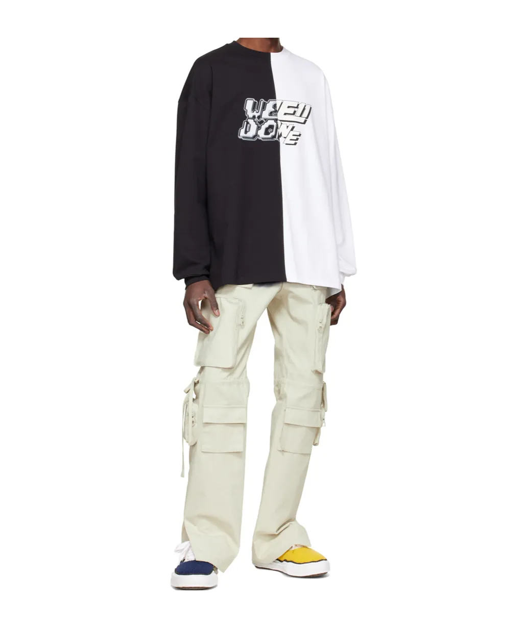 Round Collar Color Matching Long-Sleeved T-Shirt