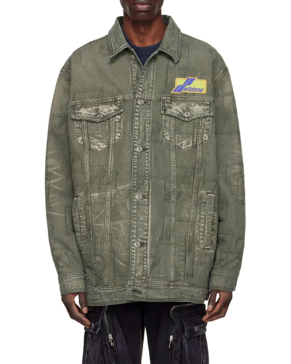 Logo Lapel Denim Coat