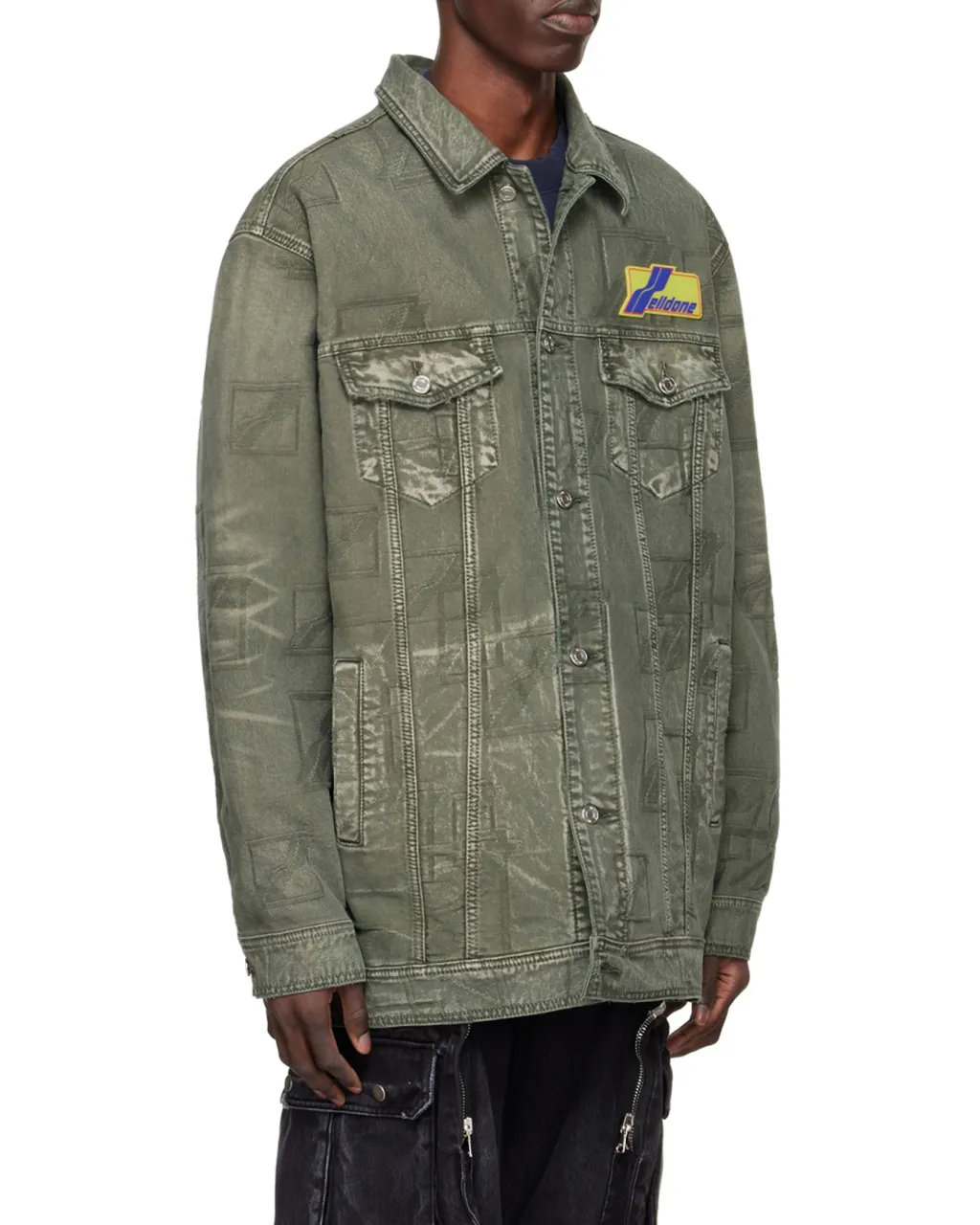Logo Lapel Denim Coat