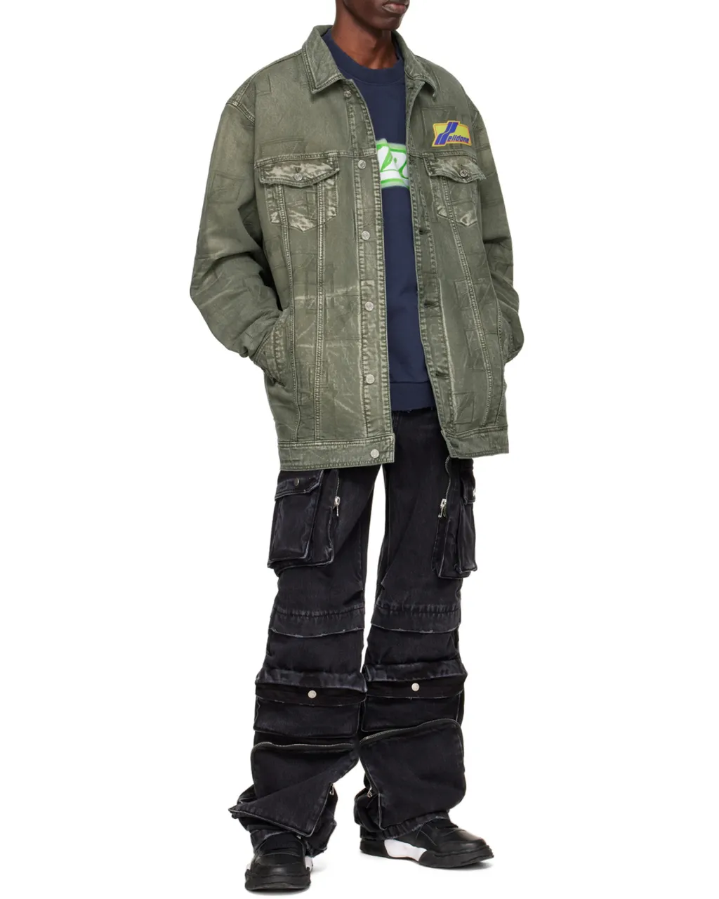 Logo Lapel Denim Coat