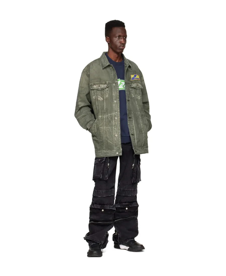 Logo Lapel Denim Coat