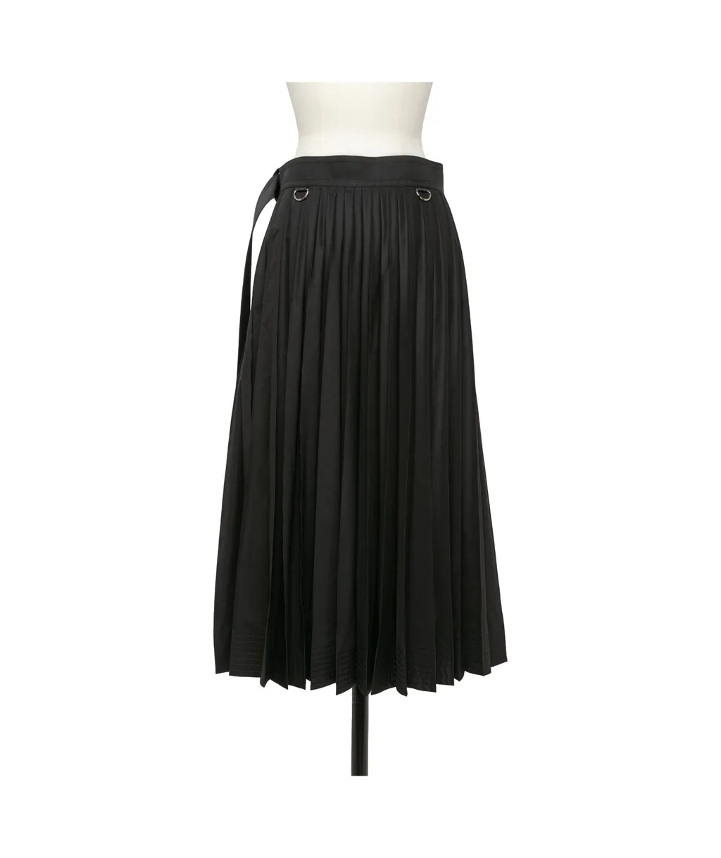 Sacai Belted Pleated Midi Skirt