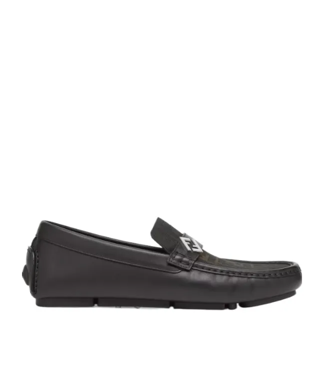 Fendi Logo Plaque Monogrammed Loafers