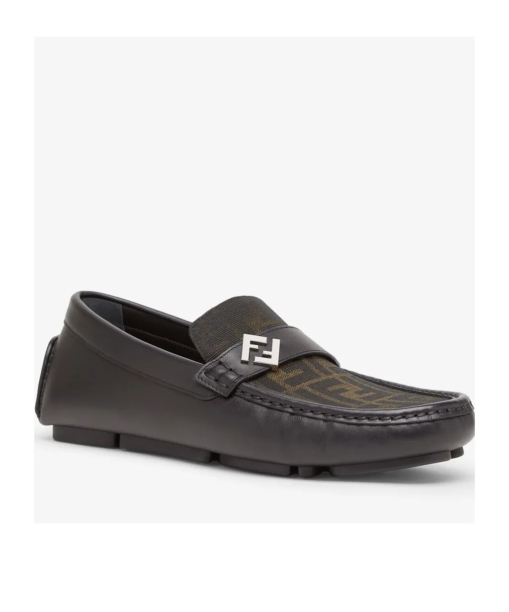 Fendi Logo Plaque Monogrammed Loafers