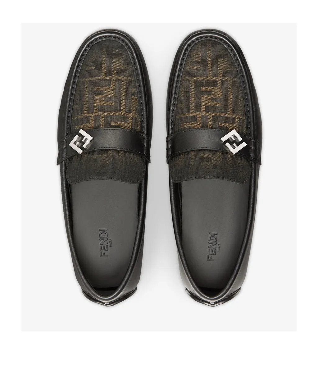 Fendi Logo Plaque Monogrammed Loafers