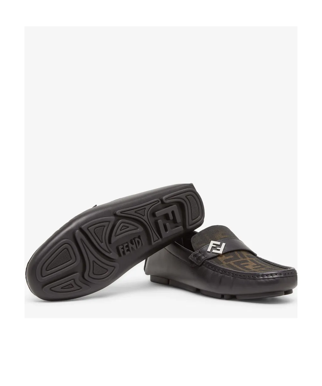 Fendi Logo Plaque Monogrammed Loafers