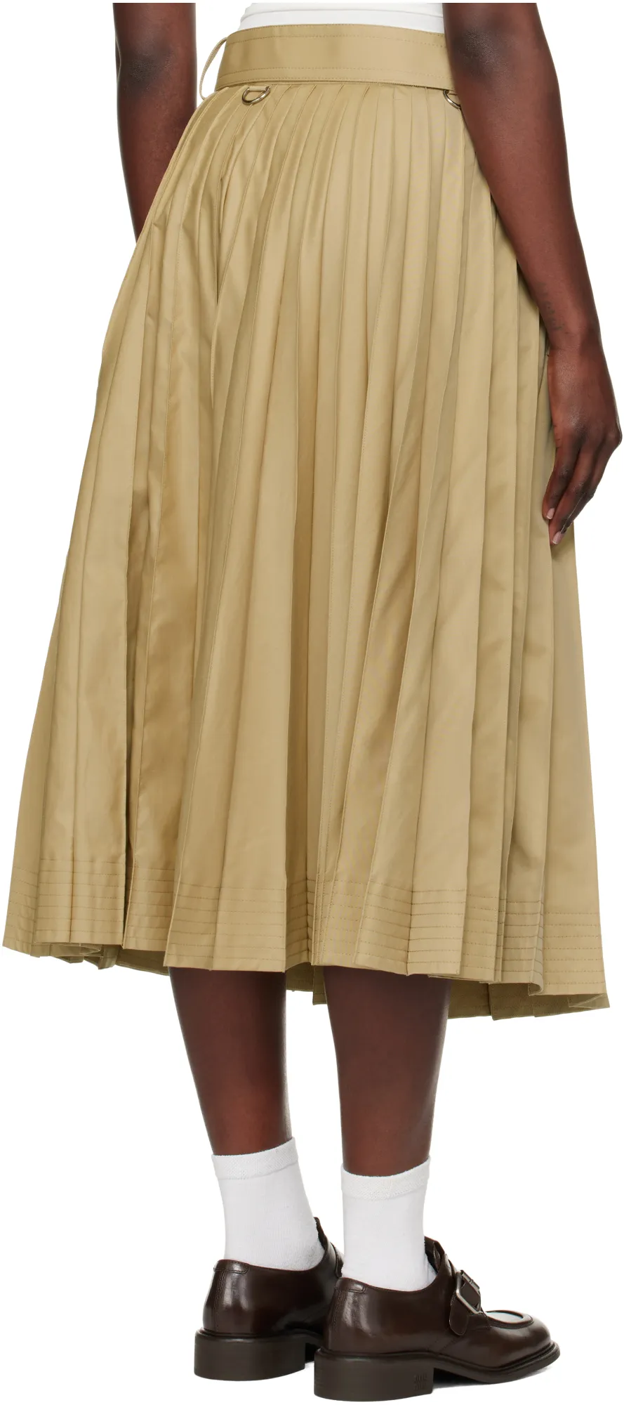 Sacai Belted Pleated Midi Skirt