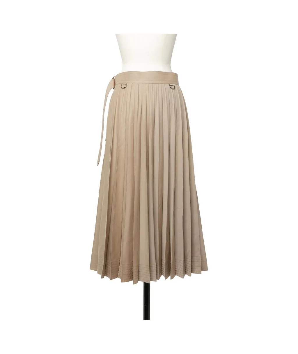 Sacai Belted Pleated Midi Skirt