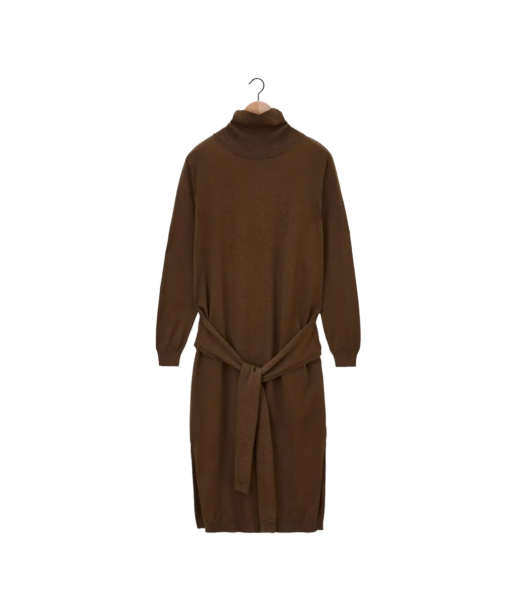 Lemaire Trompe L'oeil Turtleneck Belted Midi Dress