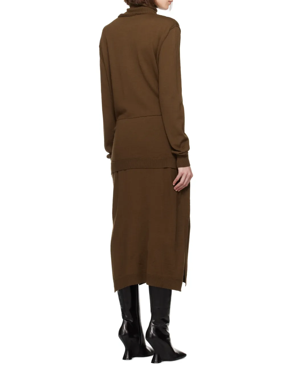 Lemaire Trompe L'oeil Turtleneck Belted Midi Dress
