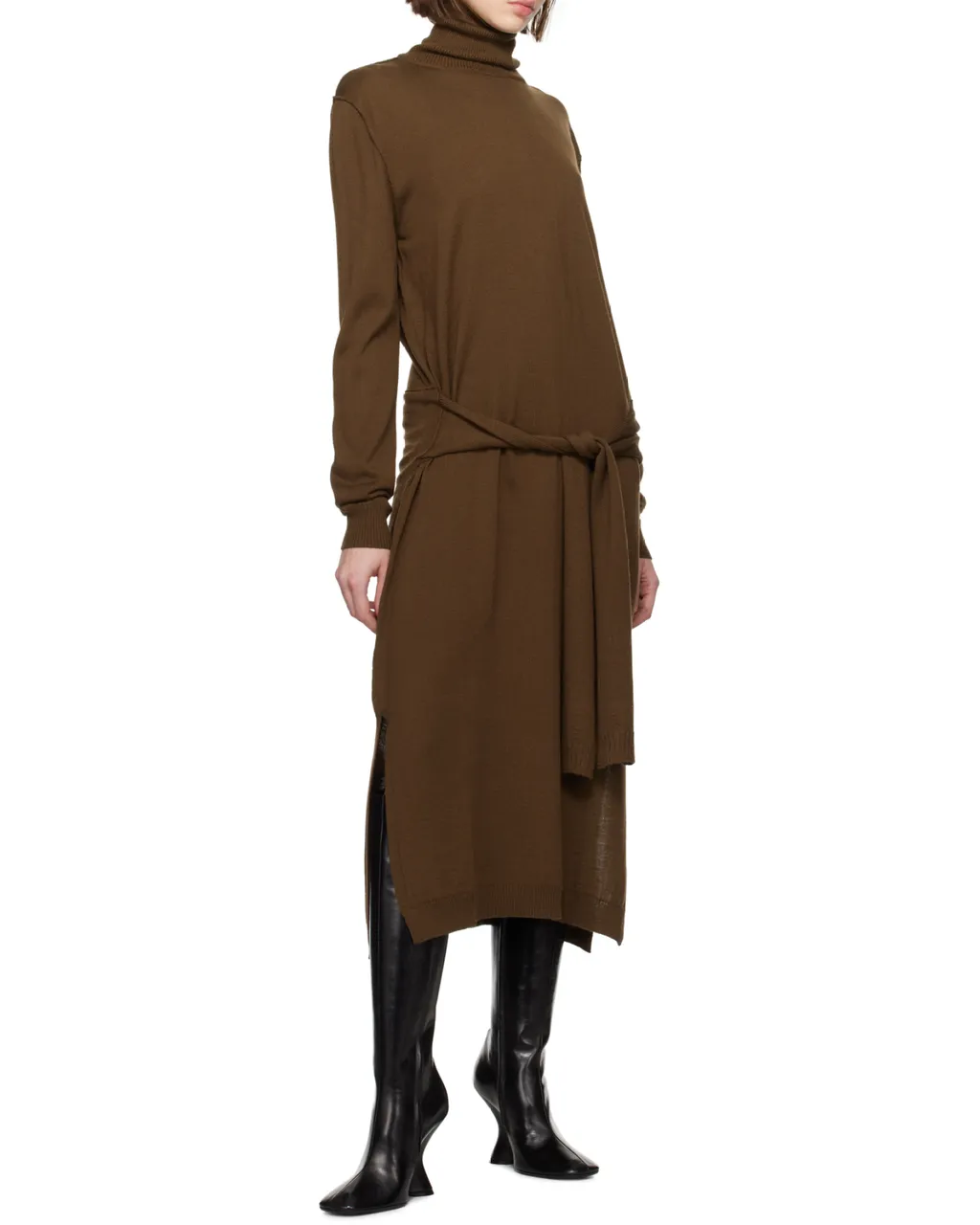 Lemaire Trompe L'oeil Turtleneck Belted Midi Dress