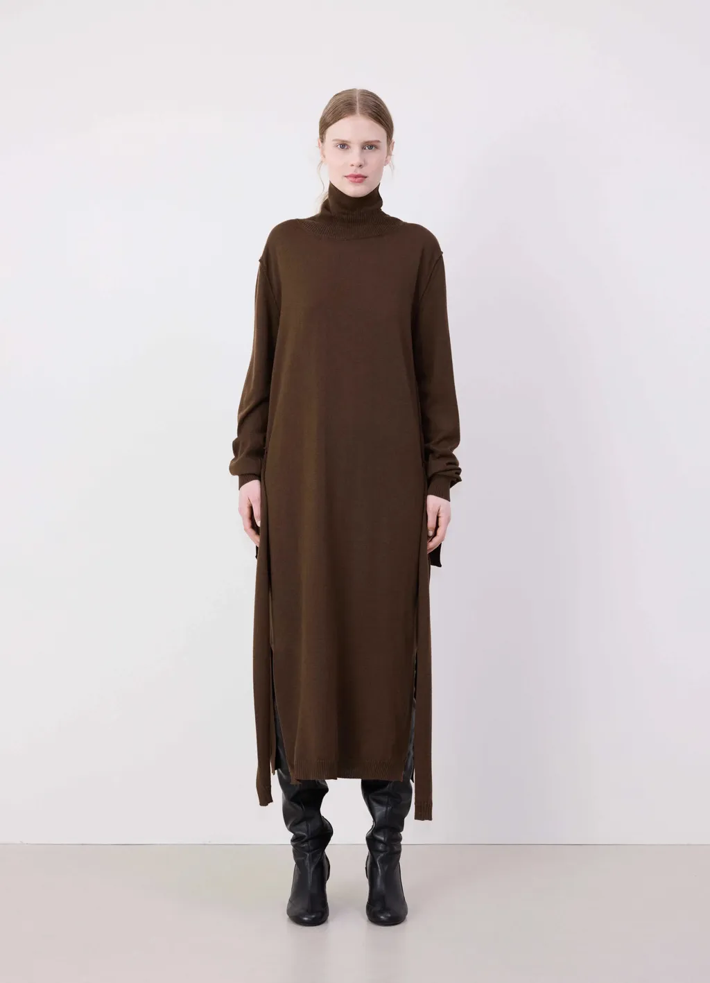 Lemaire Trompe L'oeil Turtleneck Belted Midi Dress