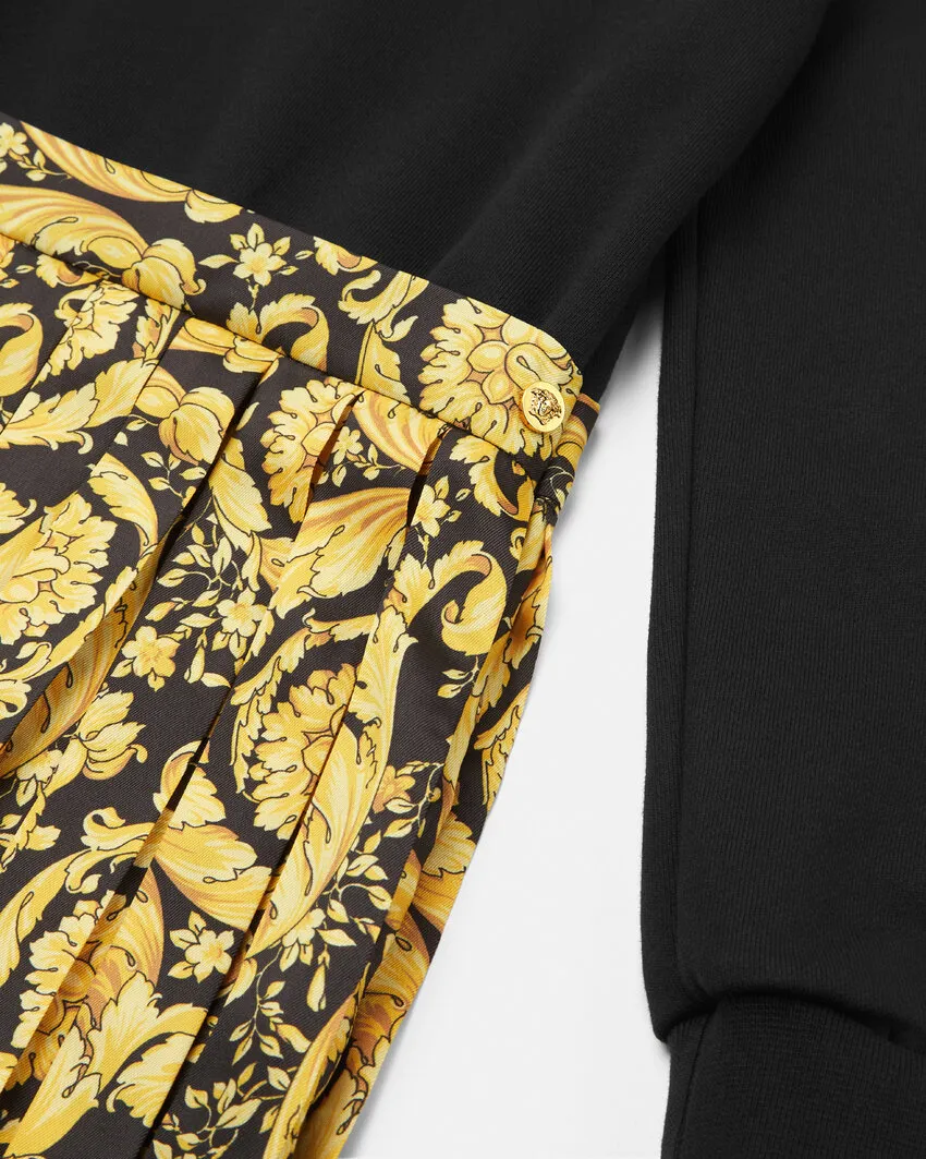 Versace Kids Barocco-Printed Panelled Crewneck Dress