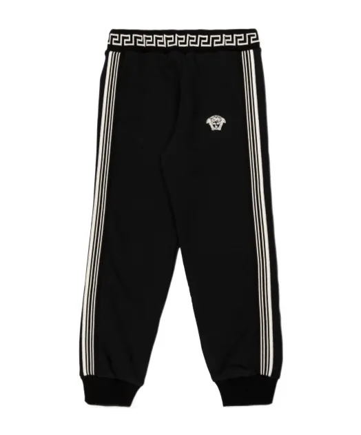 Versace Kids Logo Embroidered Striped Track Pants