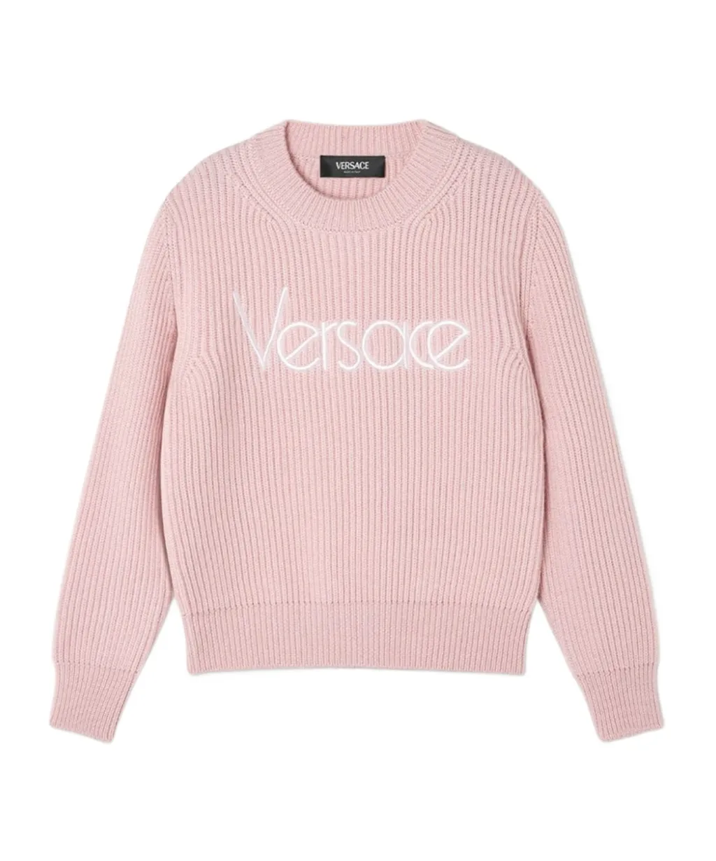 Versace Kids 1978 Logo Embroidered Ribbed-Knit Jumper