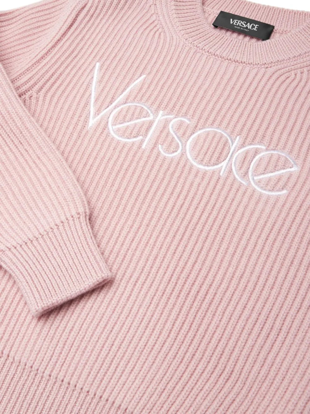 Versace Kids 1978 Logo Embroidered Ribbed-Knit Jumper