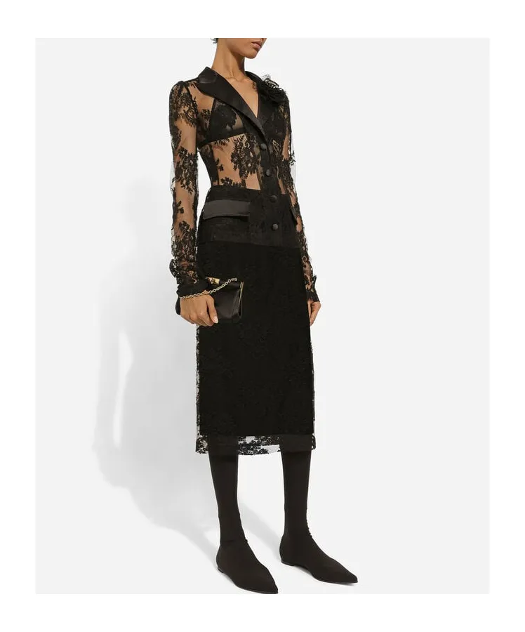 Dolce & Gabbana Midi Lace Pencil Skirt