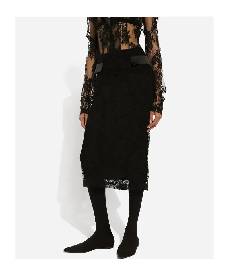 Dolce & Gabbana Midi Lace Pencil Skirt