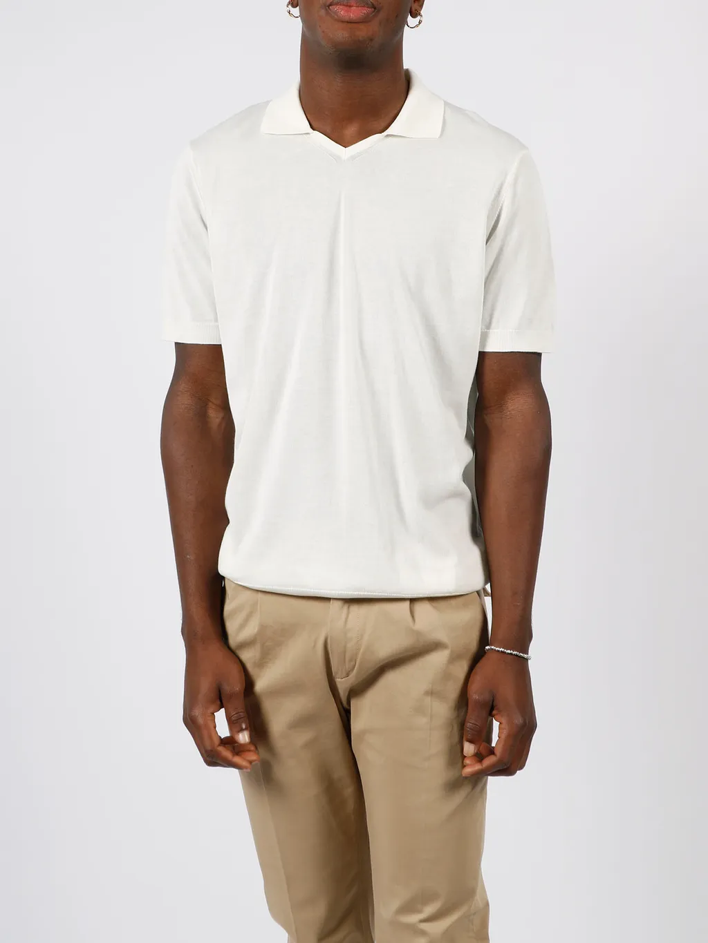 Pointed-Collar Cotton T-Shirt