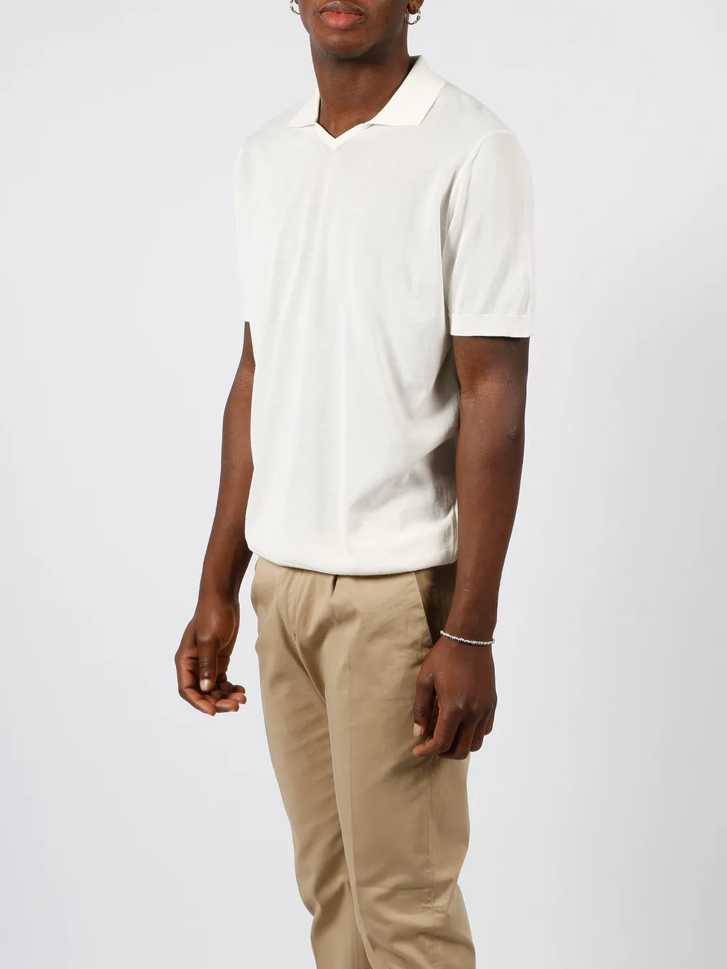 Pointed-Collar Cotton T-Shirt