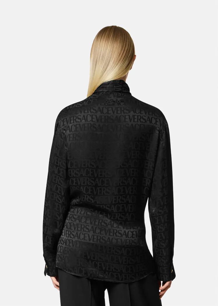 Versace Allover Logo Patterned Satin Shirt