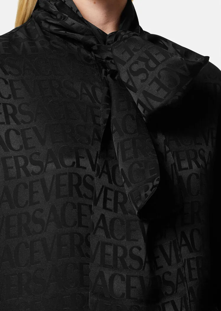 Versace Allover Logo Patterned Satin Shirt