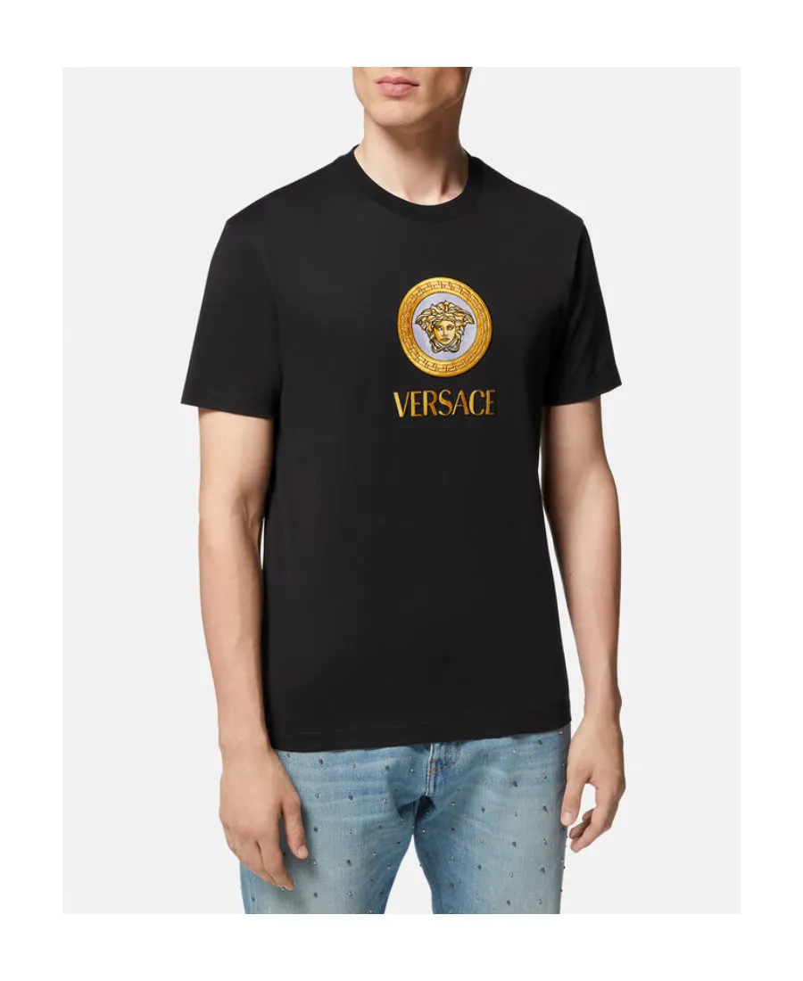 Versace Logo Printed Crewneck T-Shirt