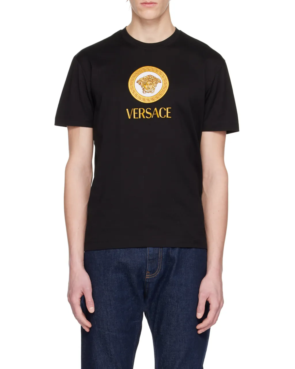 Versace Logo Printed Crewneck T-Shirt