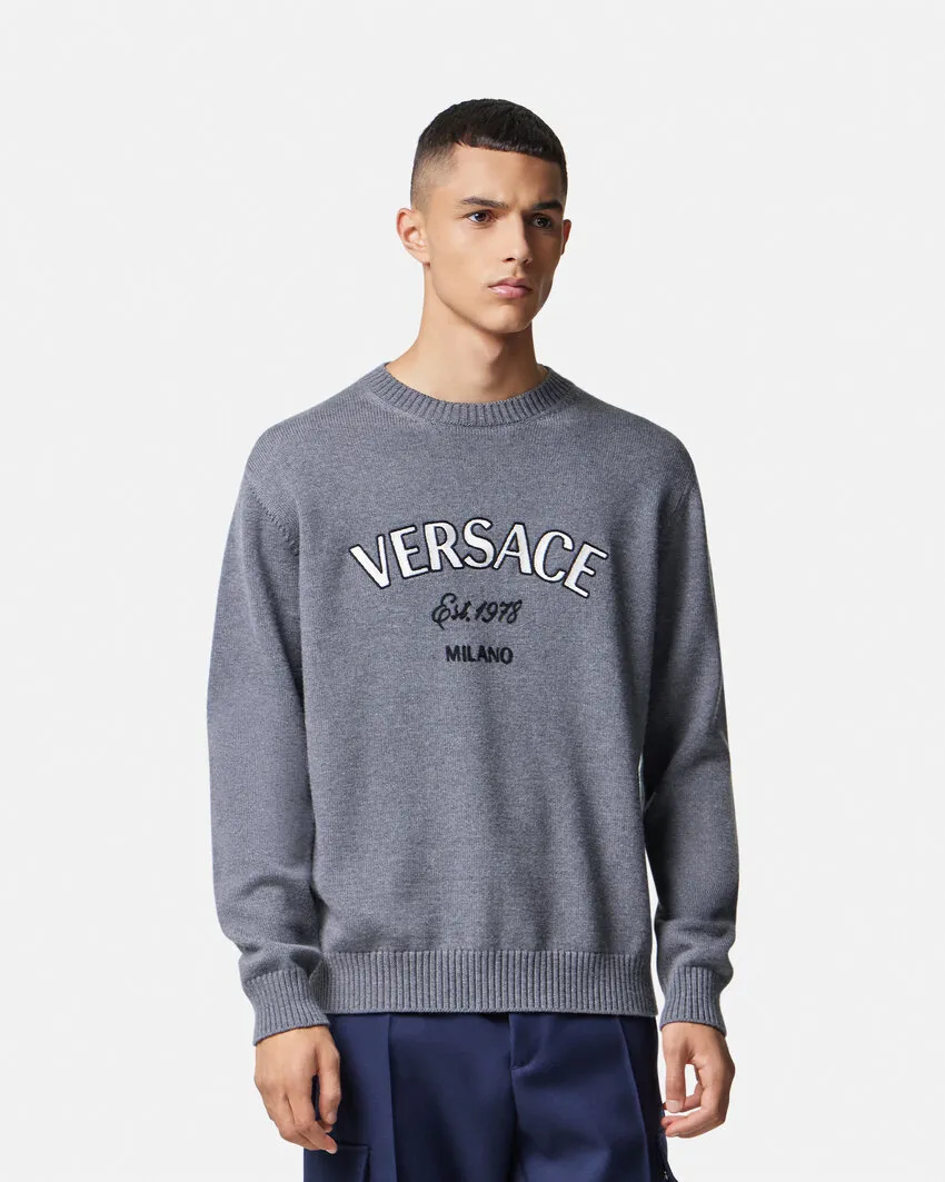 Versace Logo-Embroidered Crewneck Jumper