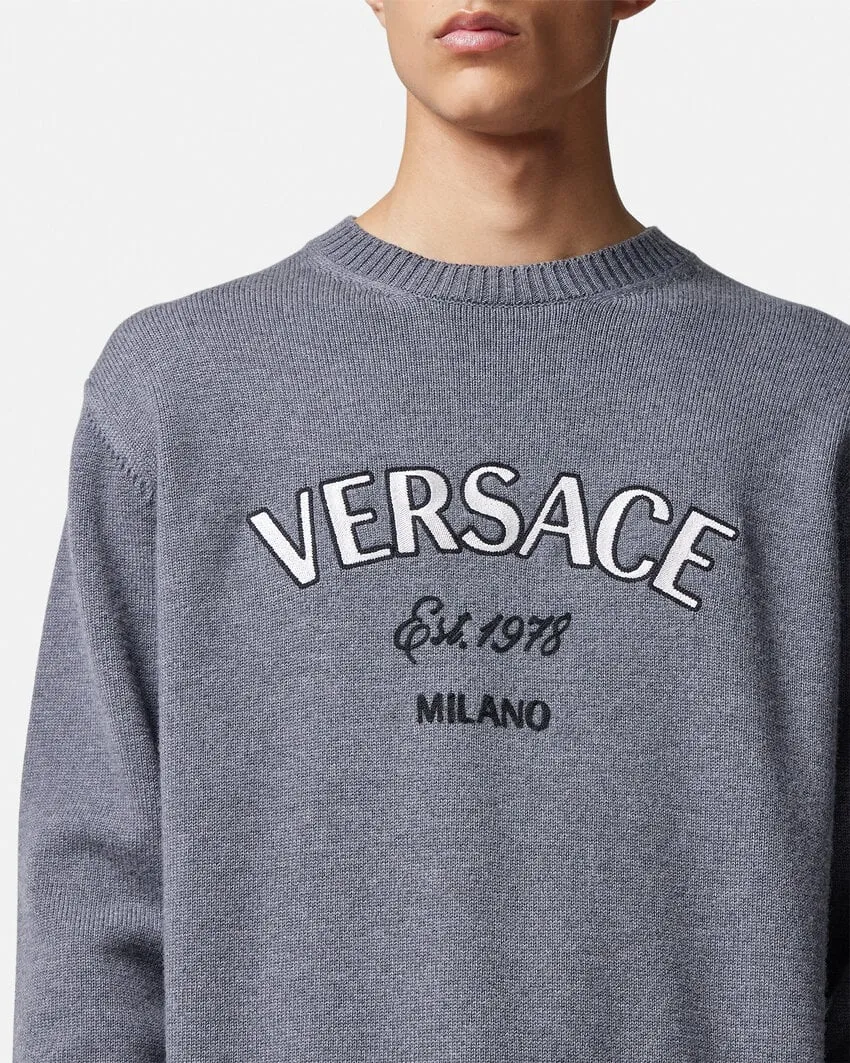 Versace Logo-Embroidered Crewneck Jumper