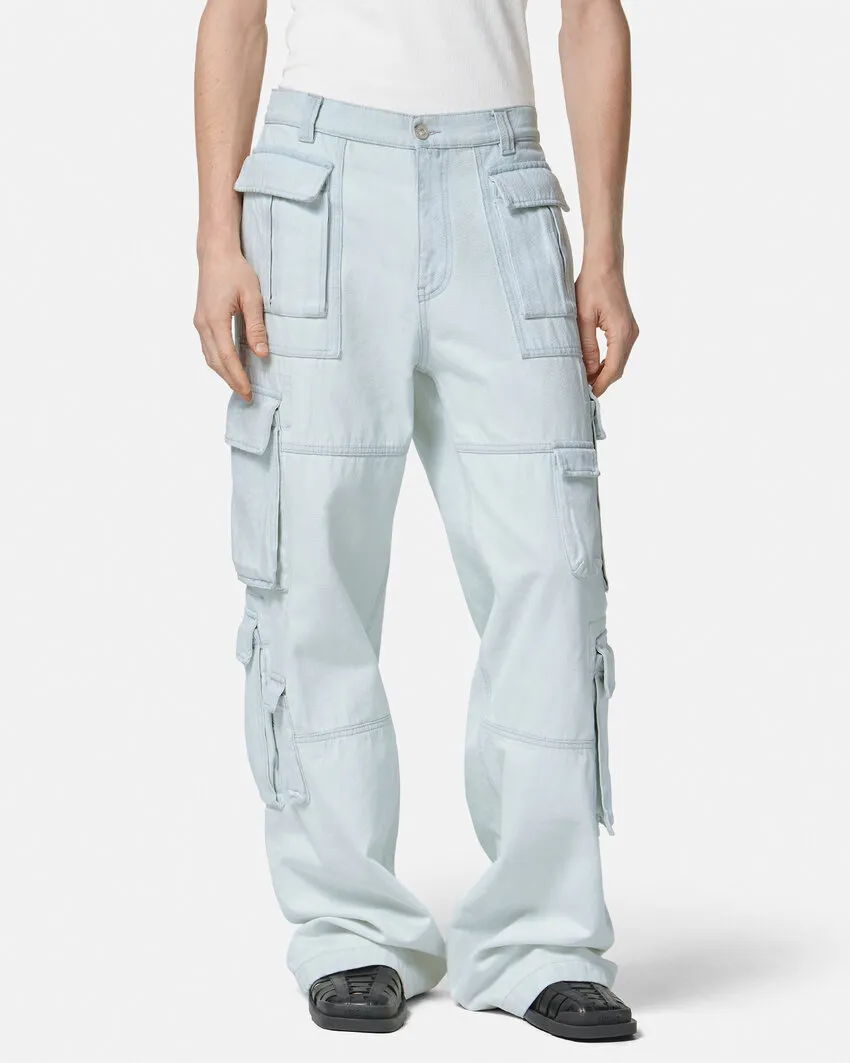 Versace Mid-Rise Wide-Leg Cargo Jeans