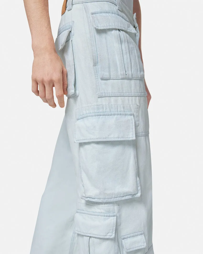 Versace Mid-Rise Wide-Leg Cargo Jeans