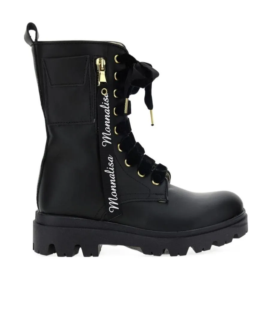 Logo-Trim Lace-Up Combat Boots