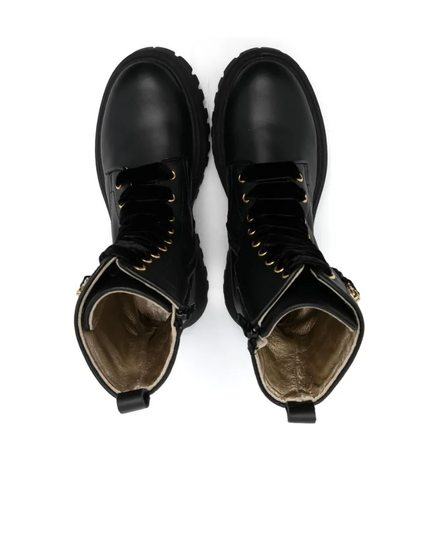 Logo-Trim Lace-Up Combat Boots