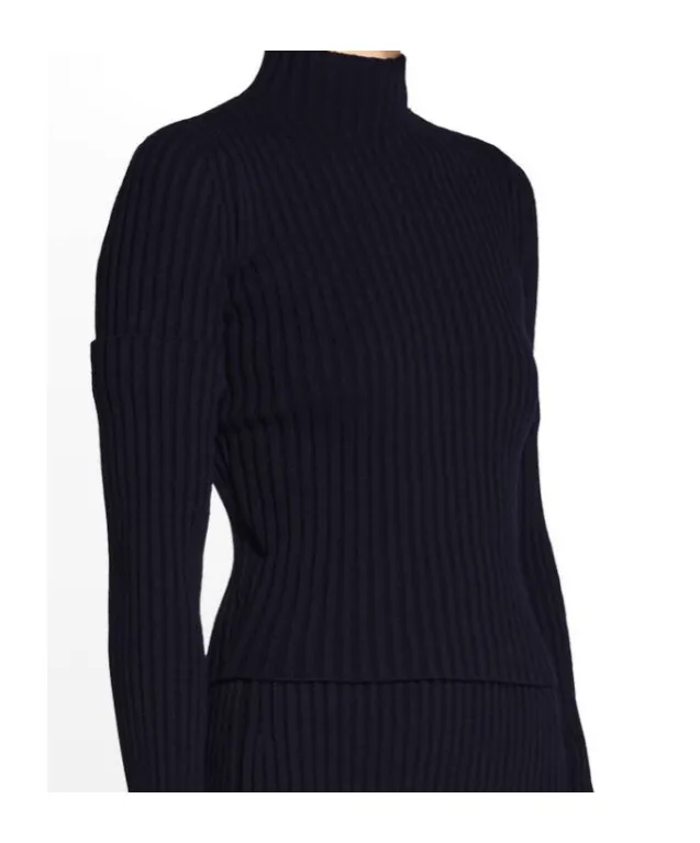 Cut-Up Sleeves Sweater In Navy Blue