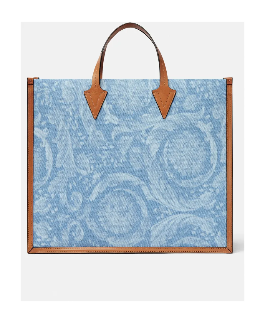 Versace Versace Allover-Printed Denim Top Handle Bag