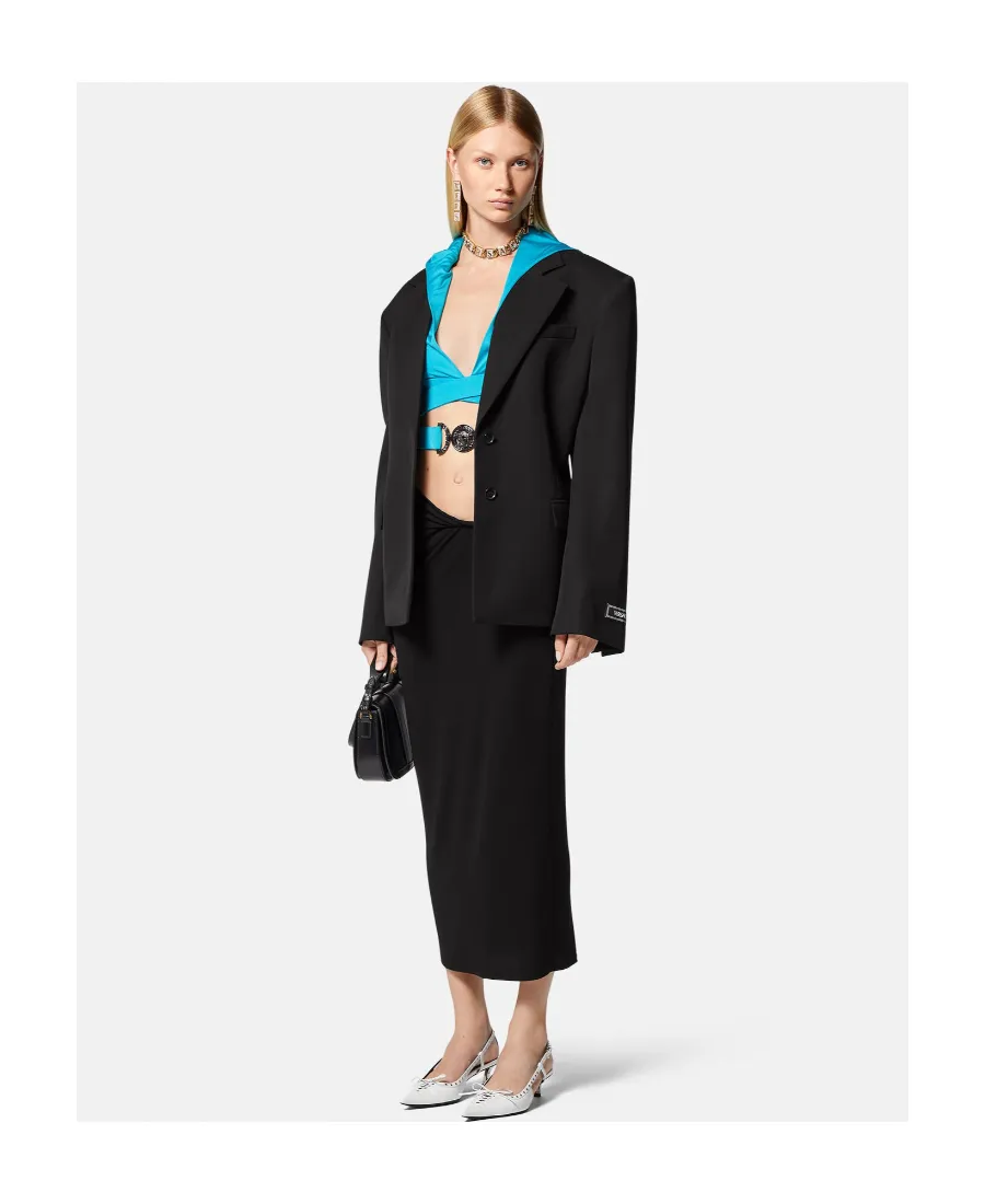 Versace Gathered-Detail Midi Skirt