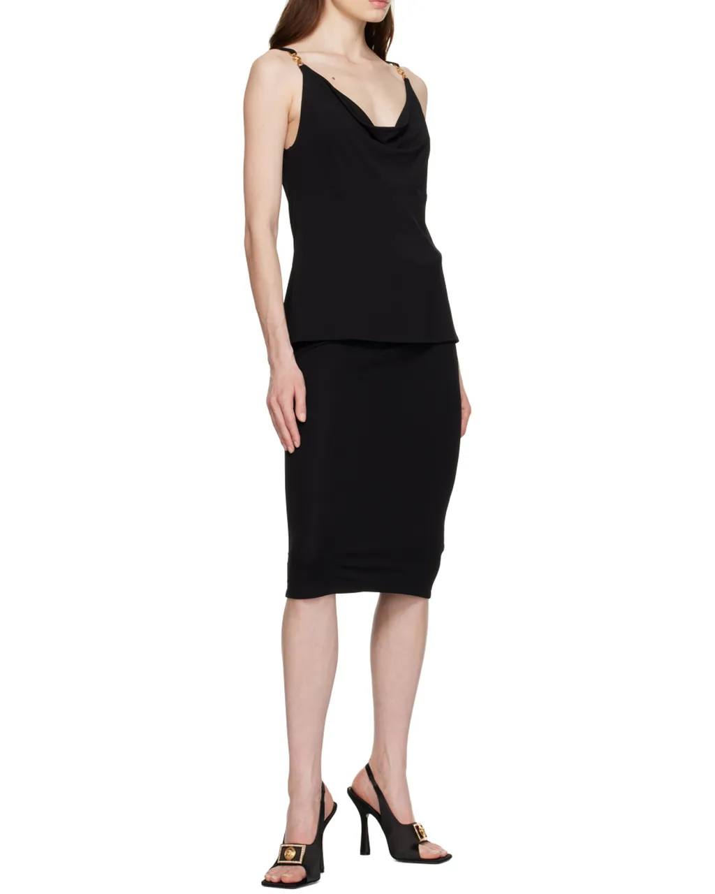Versace Gathered-Detail Midi Skirt