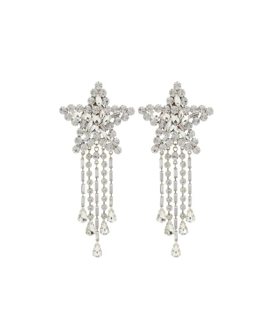 Crystal-Embellished Star-Shaped Drop Earrings