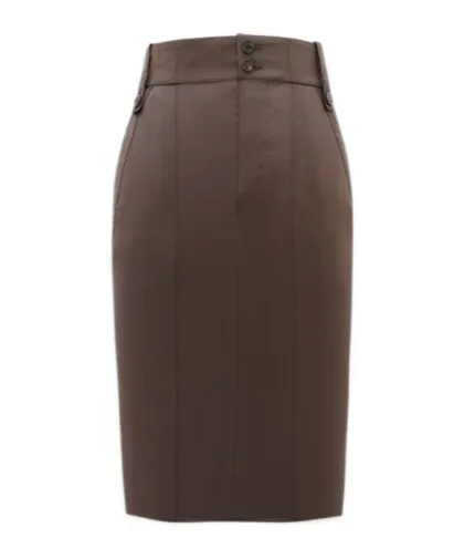 Saint Laurent Button Detailed Pencil Skirt