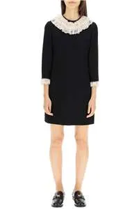 Miu Miu Lace Trimming Long Sleeved Mini Dress